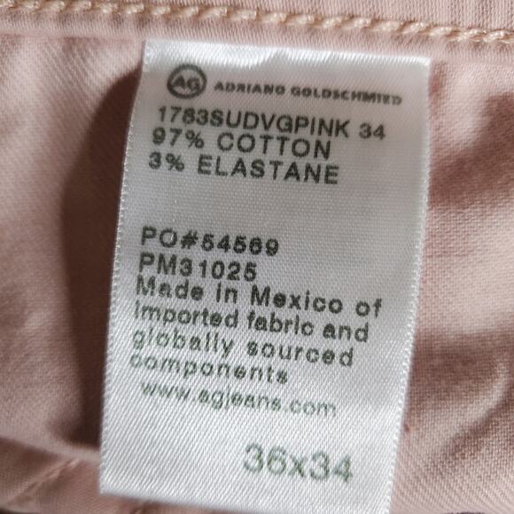 AG Tellis Vintage Pink Modern Slim Jeans Size 36x34 sueded Sateen NWT - Picture 7 of 10